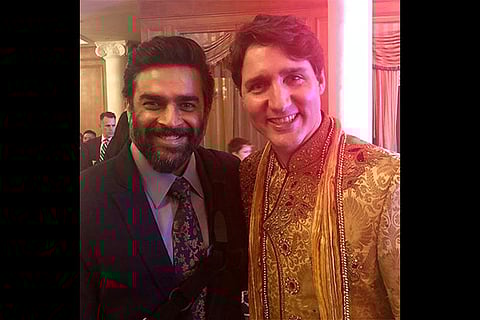 Canadian Prime Minister Justin Trudeau with R Madhavan