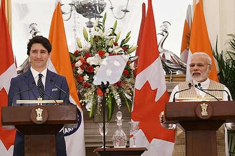 Canadian PM Justine Trudeau and PM Narendra Modi