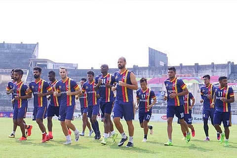 East Bengal players during a training session