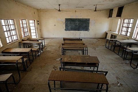 An empty classroom in Dapchi where dozens of school girls went missing after a Boko Haram attack