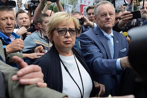 Supreme Court President Malgorzata Gersdorf walks to the Supreme Court building