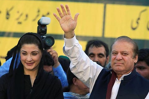 Nawaz Sharif (R), former Pakistan PM alongside his daughter Maryam Nawaz