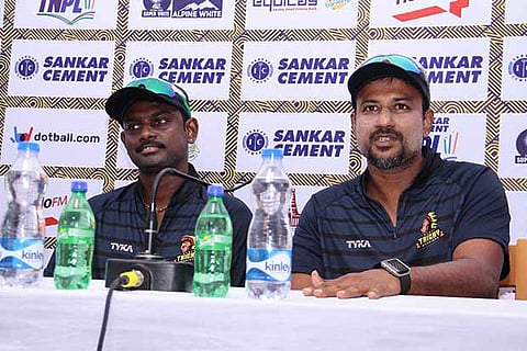 Ruby Trichy Warriors? batting coach Hemant Kumar (right) and Vasanth Saravanan