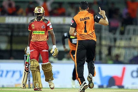 Chandrasekar Ganapathy after getting 5 wickets