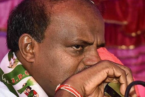 File photo of the emotional moment that Karnataka CM HD Kumaraswamy