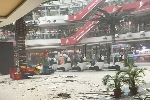 Screen grab shows the collapsed ceiling of Raghuleela Mall in Navi Mumbai
