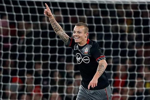 Southampton's Jordy Clasie celebrates scoring against Arsenal