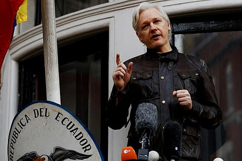 Reuters file photo of WikiLeaks founder Julian Assange at the Ecuadorian Embassy in London