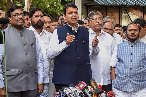 Maha CM Fadnavis interact with media after an all-party meeting to discuss Maratha reservation issue