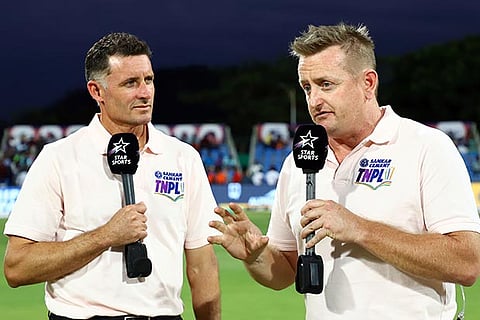Michael Hussey, Former Aussie cricketer and Scott Styris, Former Kiwi cricketer during the TNPL