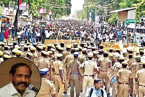 File photo of the protesters agitating against the Sterlite plant .(Inset:Nataraj R)
