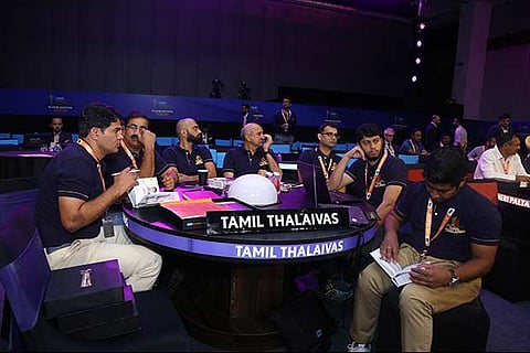 Tamil Thalaivas team owners during the auction