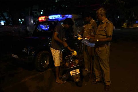 File photo of checking by night patrols in Chennai