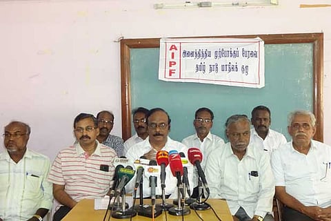 Members of the All India Progressive Forum during the press meet