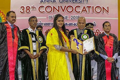 Governer Banwarilal Purohit presents the students with their degrees
