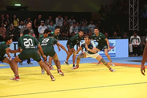Ajay Thakur in action during a raid against Pakistan