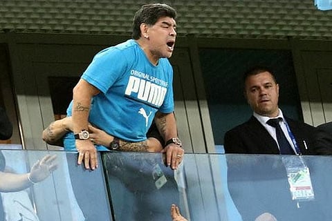 Diego Maradona in the stands