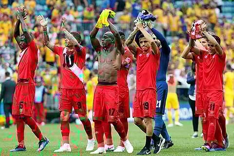 Peru players after the match