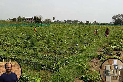 (L-R) Abdul Shukoor; a farm in Erode; products procured and delivered through YSA Farms