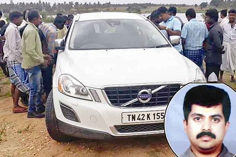 The car belonging to Sivamurthi (inset) was traced to a location in Ambur in Vellore district