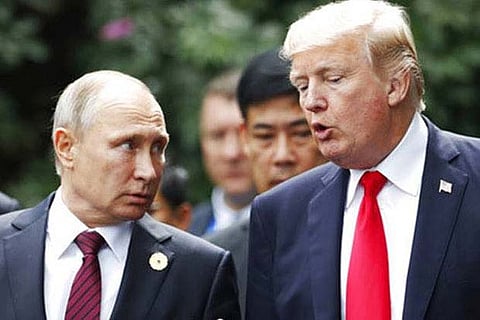 A file photo of Russian statesman Vladimir Putin and US President Donald Trump