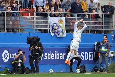 Real Madrid?s Cristiano Ronaldo celebrates scoring their first goal