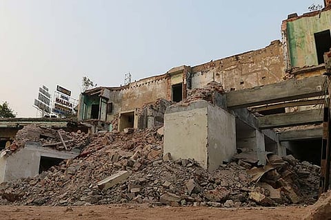 A portion of the heritage building being demolished (Photo: Justin George)