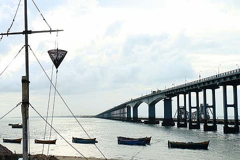 Third stage cyclone warning raised at the Pamban port in Rameswaram (Photo: Sethu)