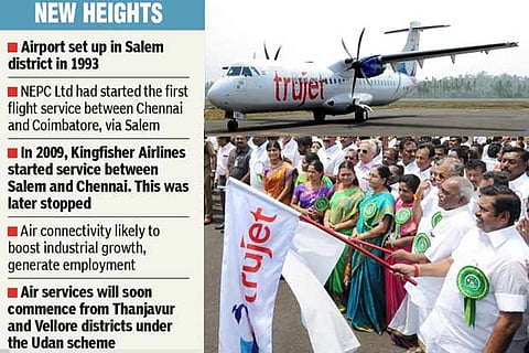 Chief Minister Edappadi K Palanisami flags off the flight service between Salem and Chennai