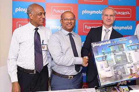 John Baby, CEO, Funskool, Arun Mammen, VC-MD, MRF Ltd and Jens M?hrle, Sr Director, Playmobil