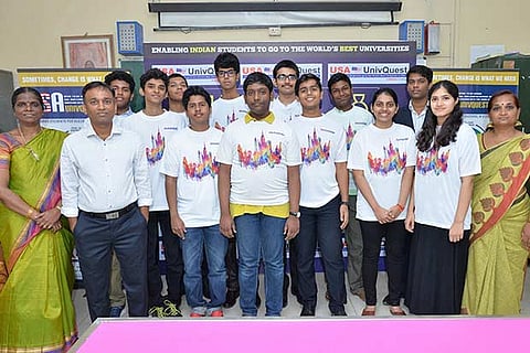 The group of students who secured admissions in universities abroad