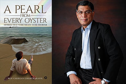 (L) The cover of the book A Pearl From Every Oyster (R) Roy Cherian Cherukarayil