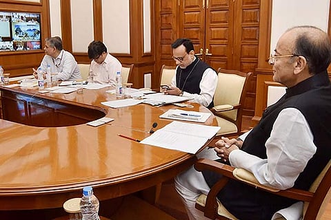 Finance Minister Arun Jaitley chairs the 27th GST Council meeting via video conferencing