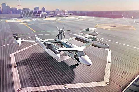 An artist?s rendering of the Uber flying taxi concept