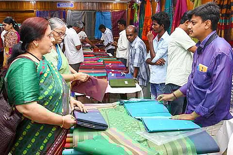 The exhibition featured different varieties of handloom sarees