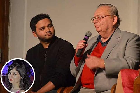 Bhargav Saikia with Ruskin Bond; (inset) Vibha Batra