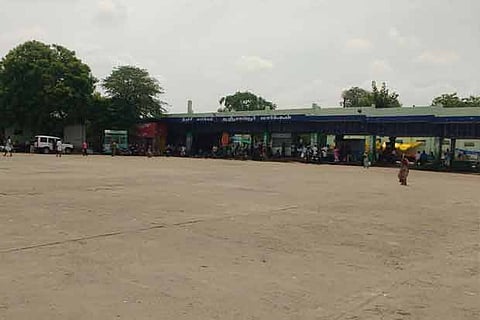 Ariyalur bus stand wears a deserted look due to non-operation of buses