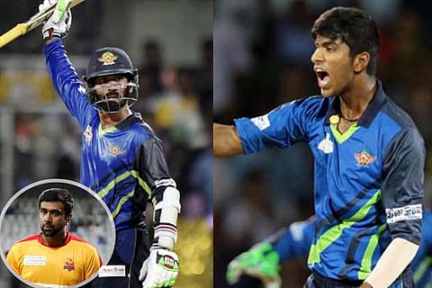 (from left) R Ashwin, Dinesh Karthik and Washington Sundar