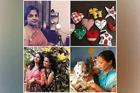 Divya Nathaniel; products made by women from Basin Bridge; a tailor at work