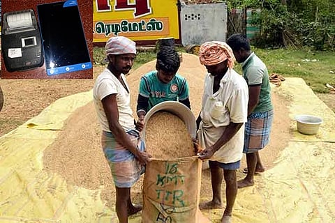 Staff working at a Direct Procurement Centre; (Left) the e-machine