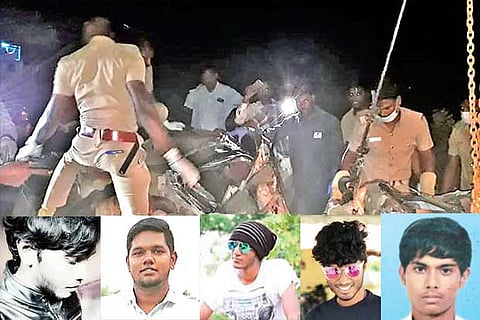 Dilip Kumar, T Karthik, M Nethaji, Sai Satish and Mohamed Thammem were killed in the accident