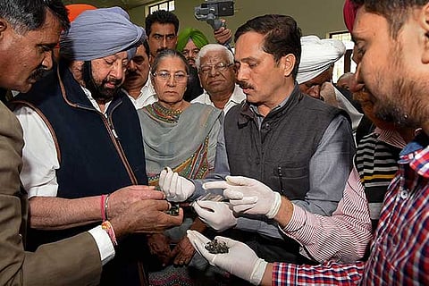Punjab Chief Minister Capt Amarinder Singh visits the site of grenade blast at Nirankari Bhavan