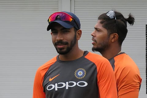 Jasprit Bumrah and UmeshYadav during training
