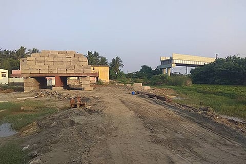 A part of the flyover constructed by the National Highways Department