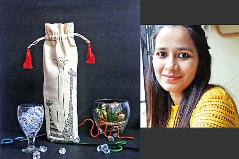 A gift wrapping bag from Fabwrap (L); Madhuri Mehta (R)