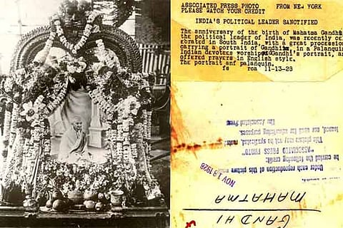 File pic of Gandhi?s birthday celebrations in Madras in 1928 and its subsequent report