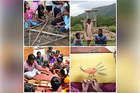 Children with volunteers from Cuckoo Forest School engaged in various activities