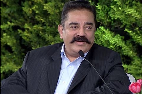 Kamal Haasan speaking in New Delhi on Friday