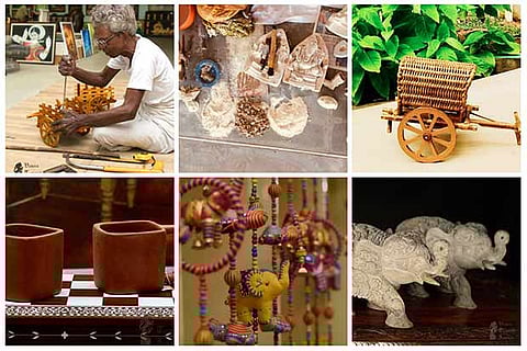 Govindaswamy at work; Products on display at Victoria Technical Institute