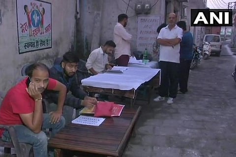 View of a polling station in Samba's Bari Brahmana